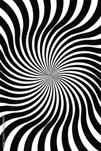 Black and white wavy spiral optical illusion background