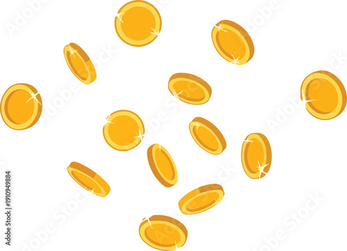 Golden Coins Falling Through the Air.