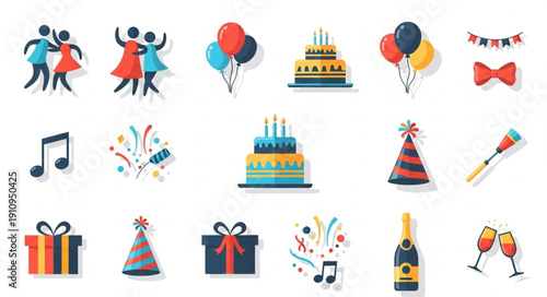 Colorful Party Icons and Symbols.
