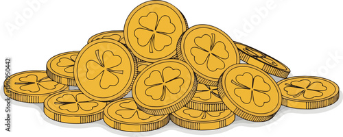 Pile of Gold Coins with Star Symbol.