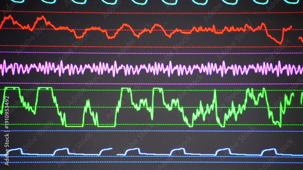 Modern patient monitor close-up. Electronic health monitor displaying ...