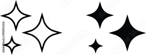 Black starburst shapes in various sizes and styles