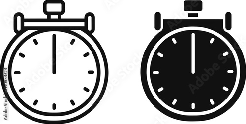 Stopwatch icons in black and white