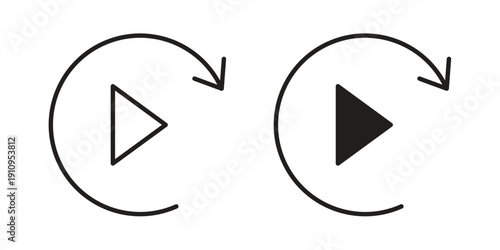 Replay icon illustrations. Pack of vector icons for ui ux