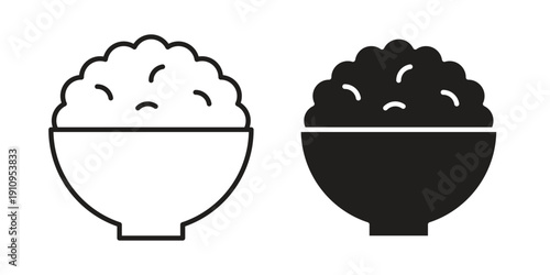 Rice bowl icon illustrations. Pack of vector icons for ui ux