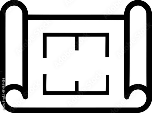 Architectural blueprint and floor plan icon, house design and construction planning vector.