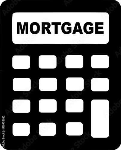 Mortgage calculator icon, real estate financial planning and budget calculation symbol.