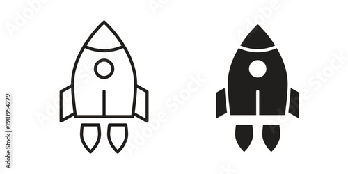 Rocket launch icon illustrations. Pack of vector icons for ui ux