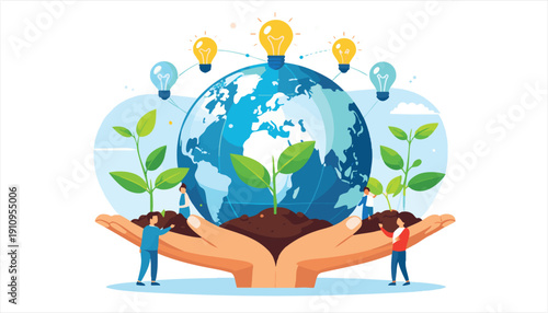 vector Sustainable Earth era???ini Bright green future