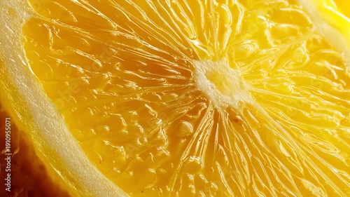 Vibrant orange slice closeup macro.