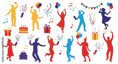 Colorful People Celebrating Party Together.