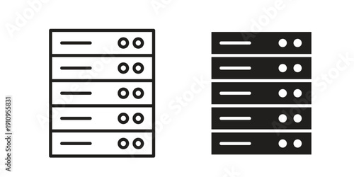 Server rack icon illustrations. Pack of vector icons for ui ux