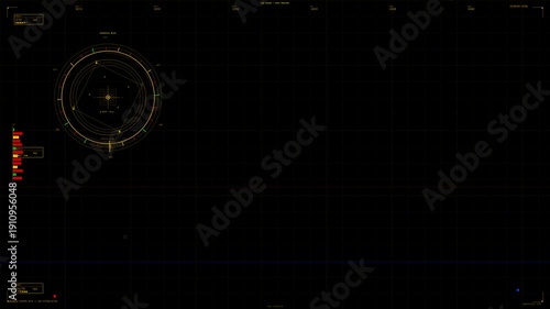 Hud animation for web designers in sci-fi space with various elements and controls displayed in video format