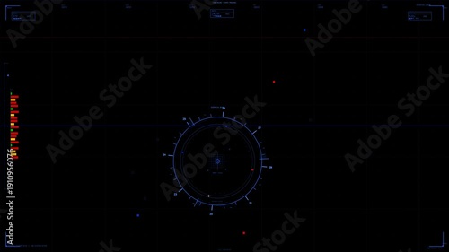 Webdesign interface with HUD animation in a science fiction space setting for creative projects