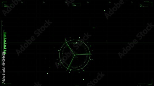 Hud animation for web designer focusing on sci fi space interface with data tracking and visual elements in motion