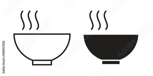 Soup bowl icon illustrations. Pack of vector icons for ui ux