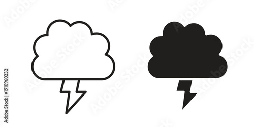 Thunderstorm weather icon illustrations. Pack of vector icons for ui ux