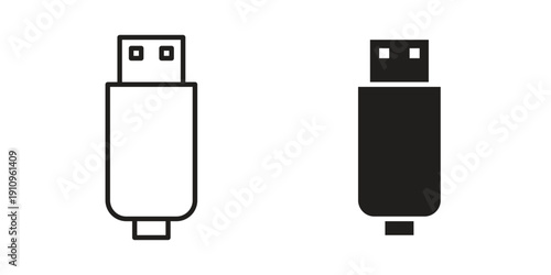 Usb icon illustrations. Pack of vector icons for ui ux