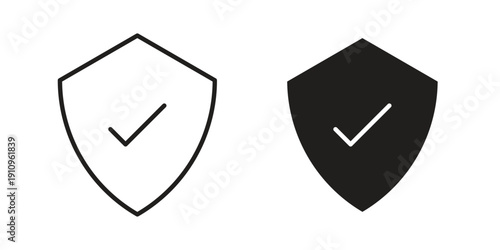 Verified shield icon illustrations. Pack of vector icons for ui ux