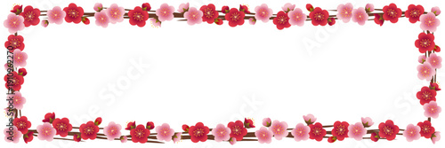 梅の花や木の枝の長方形のフレーム
