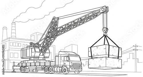 Crane Lifting Container at Dockyard.