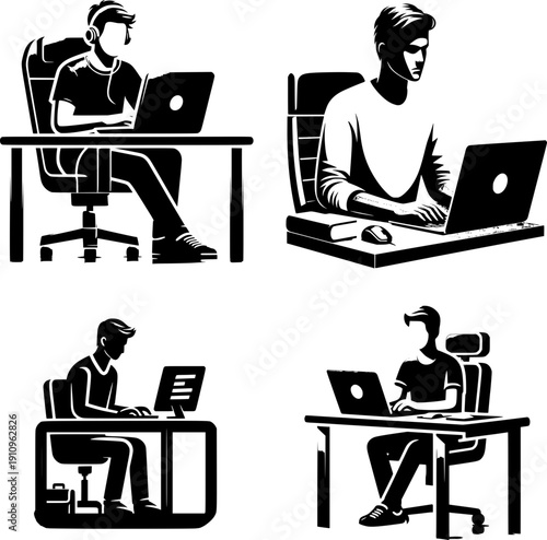 Professional software developer icon set in clean outline style. Suitable for programming websites, tech presentations, coding tutorials, IT services, apps, dashboards, and digital product interfaces.