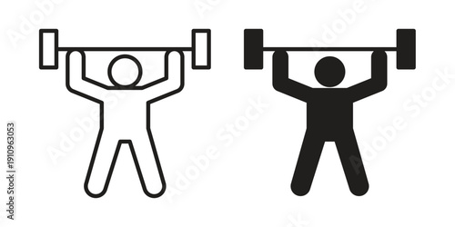 Weightlifter icon illustrations. Pack of vector icons for ui ux