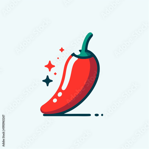 A fresh red hot chili pepper illustration isolated on white as a spicy vegetable spice for healthy vegetarian food