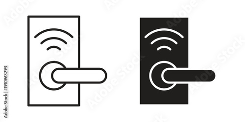 Wireless door lock icon illustrations. Pack of vector icons for ui ux