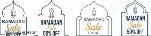 Ramadan sale design with 50 percent off discounts vector illustration