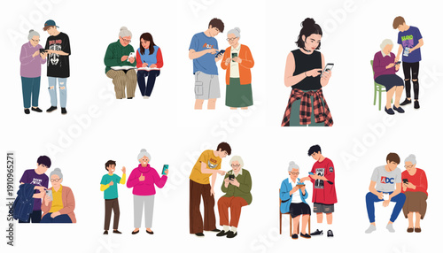 Generational learning: Young adults teach seniors how to use smartphones, navigating the digital world and closing the technology gap.