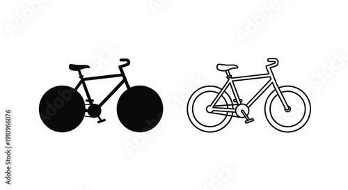 Two bicycle depictions one a stark black silhouette