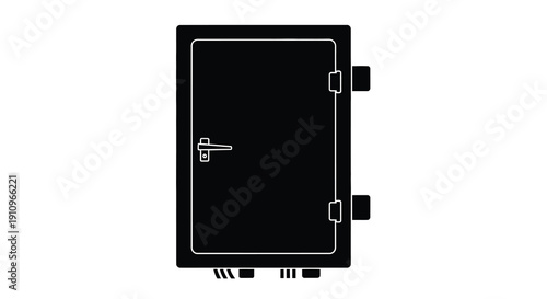 Black refrigerator door with handles and ice dispenser silhouette