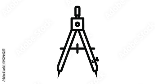 Simple line drawing of a drafting compass minimalist silhouette