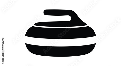 A black and white curling stone graphic a striking silhouette