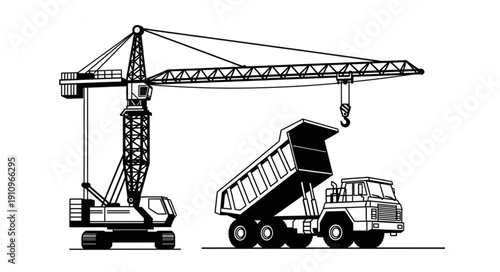 Crane Lifting Dump Truck Cargo.