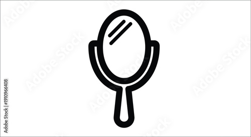 A simple black hand mirror design with a distinct silhouette