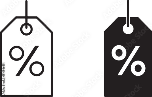 Discount tag icons silhouette bold outline vector collection.