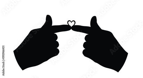 Two hands forming a heart shape with fingers black silhouette