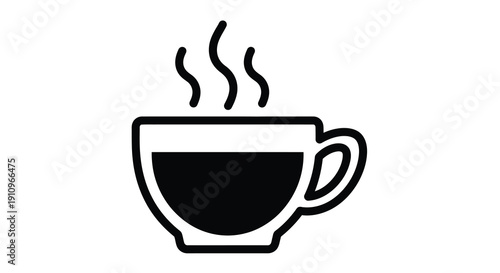 A simple black cup with steam displaying a dark silhouette