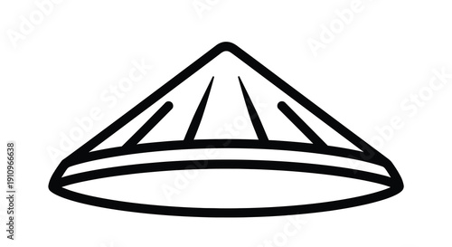 Simple black conical hat illustration striking outline silhouette