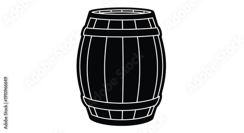 A simple black barrel illustration is prominently displayed silhouette