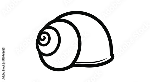 Simple black outline of a spiral seashell a graphic silhouette