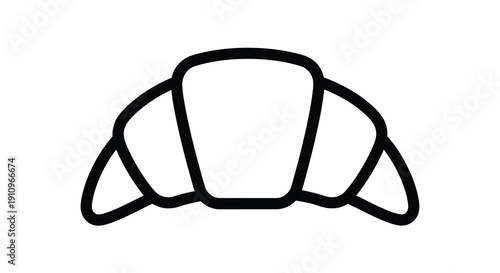 Simple black outline of a croissant a classic french pastry silhouette
