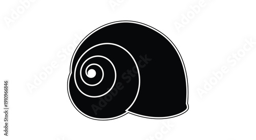 Black nautilus shell depiction with a striking silhouette