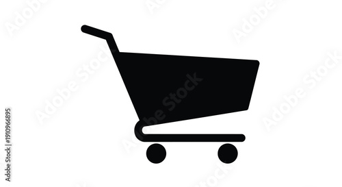 Simple black shopping cart icon against a white background silhouette