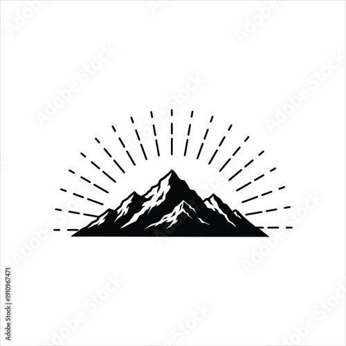 Sunrise over a majestic mountain range, symbolizing new beginnings and adventure.