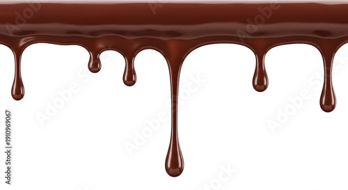 Delicious dark chocolate syrup dripping isolated on transparent background