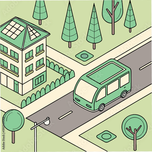 Autonomous Electric Delivery Vehicle Navigating a Green Eco-City for Sustainable Urban Logistics