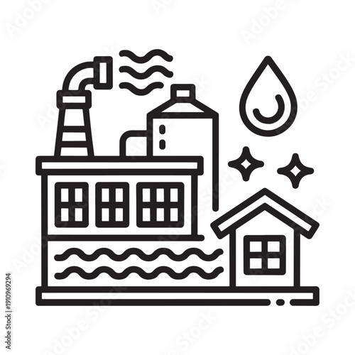 Industrial pollution impacting nearby residential areas and water sources